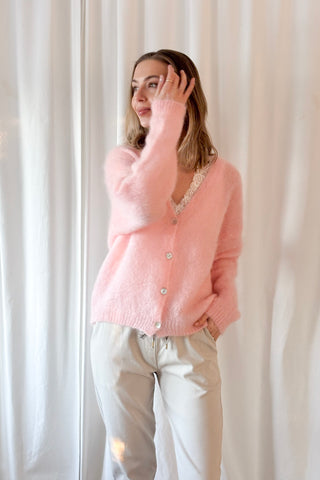 Coziness mohair cardigan, rose