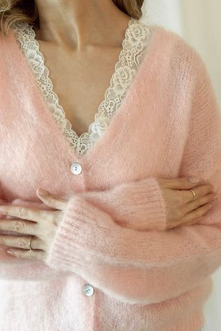 Coziness mohair cardigan, rose
