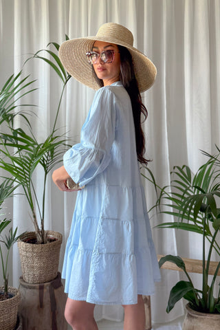 Daydrift babydoll puuvillamekko, light blue