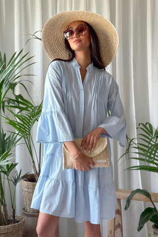 Daydrift babydoll puuvillamekko, light blue