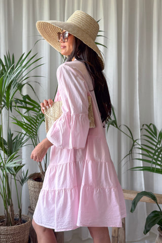 Daydrift babydoll puuvillamekko, light pink
