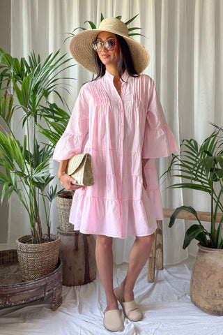 Daydrift babydoll puuvillamekko, light pink