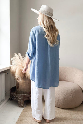 Deanna pellavatunika, denim blue