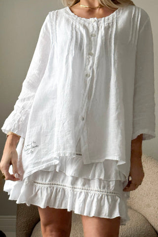 Deanna pellavatunika, valkoinen