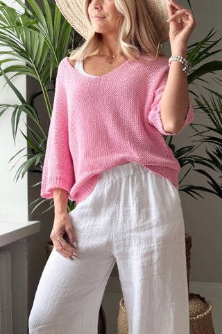 Deia puuvillaneule, vaaleanpunainen