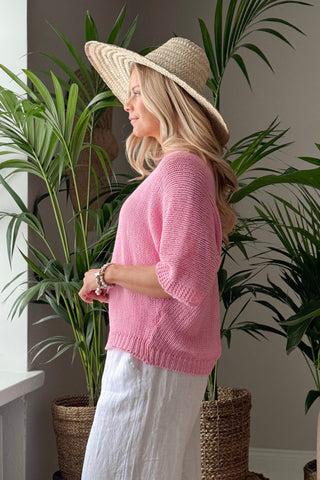 Deia puuvillaneule, vaaleanpunainen