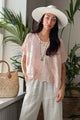 Delphie embroidered linen blouse, light pink