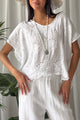 Delphie embroidered linen shirt, white 