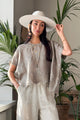 Delphie embroidered linen blouse, taupe