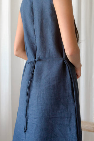 Diana linen dress, navy