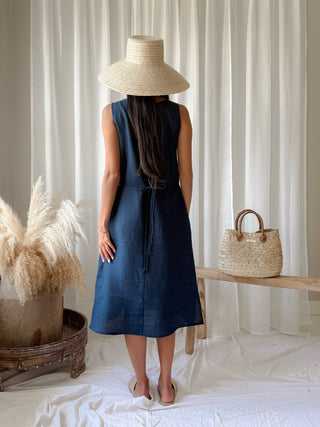 Diana linen dress, navy