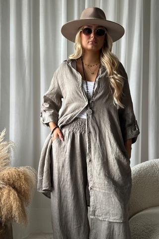 Another day linen shirt, taupe