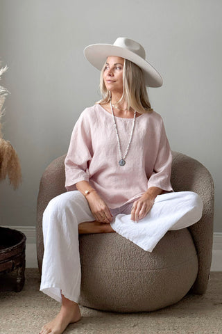 Edell pellavapaita, vaaleanpunainen