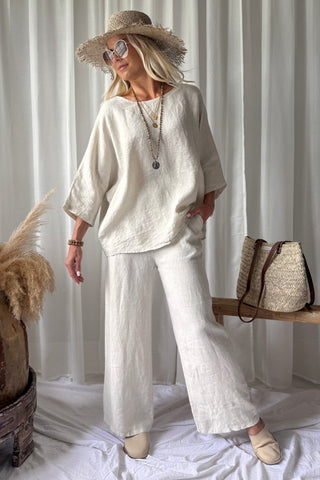 Edell linen top, sand