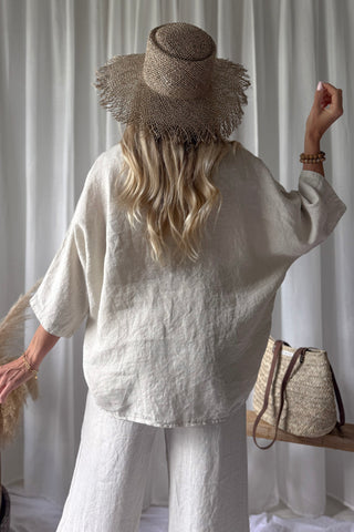 Edell linen top, sand