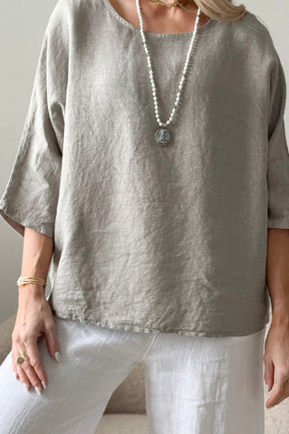 Edell linen top, taupe