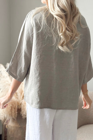 Edell linen top, taupe