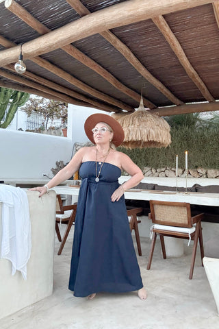 Elegance linen dress, navy