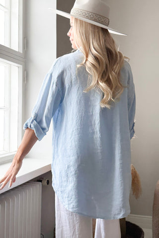 Ella linen shirt, light blue
