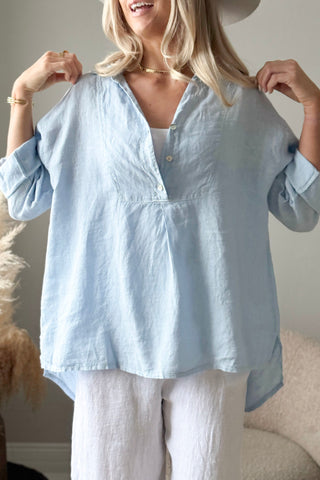 Ella linen shirt, light blue