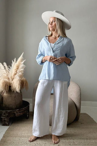 Ella linen shirt, light blue