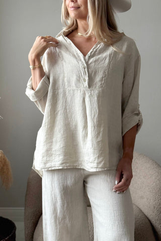 Ella linen shirt, sand