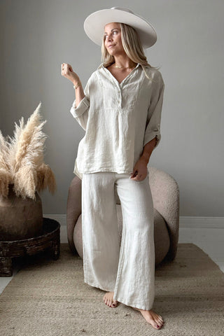 Ella linen shirt, sand