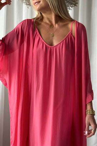 Emika silk-viscose kimono corall