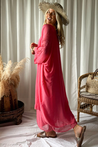 Emika silk-viscose kimono corall