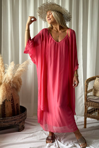 Emika silk-viscose kimono corall