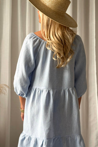 Emilia linen dress, oxford blue