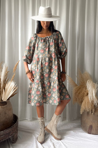 Emilia puuvillamekko, camo cottage floral