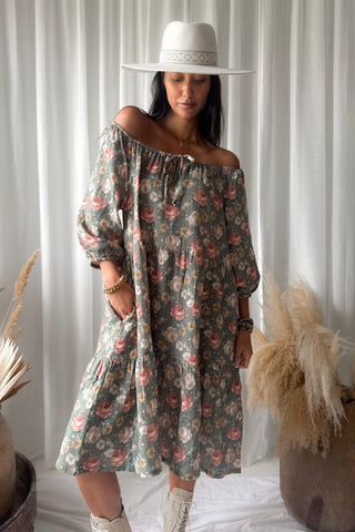 Emilia puuvillamekko, camo cottage floral