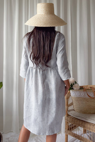 Emma pellavamekko, blue stripe