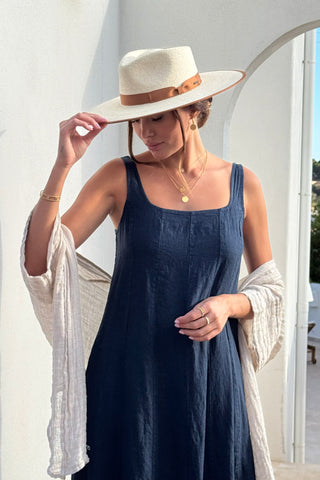 Encanto linen dress, navy