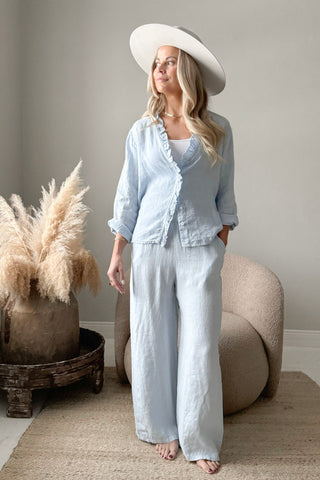 Essie linen blouse, light blue