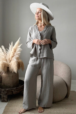 Essie linen blouse, taupe
