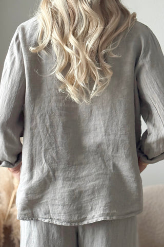 Essie linen blouse, taupe