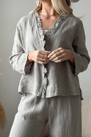 Essie linen blouse, taupe