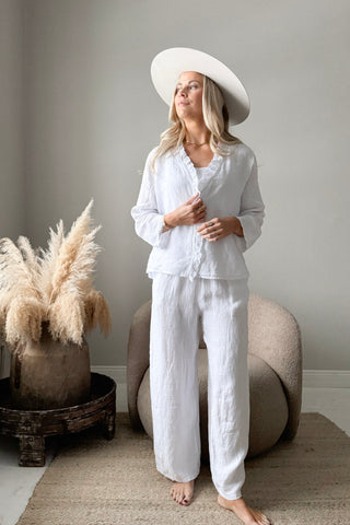 Essie linen blouse, white