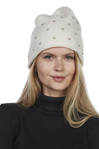 Evelina heart beanie, white