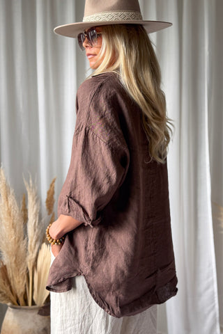 Everyday linen shirt, coffee