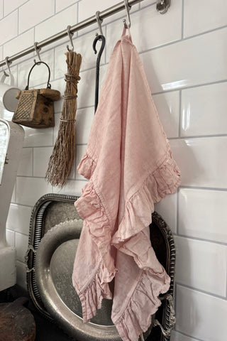 Farmhouse keittiöpyyhe pellava, vaaleanpunainen