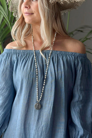 First Love pellavamekko, denim blue