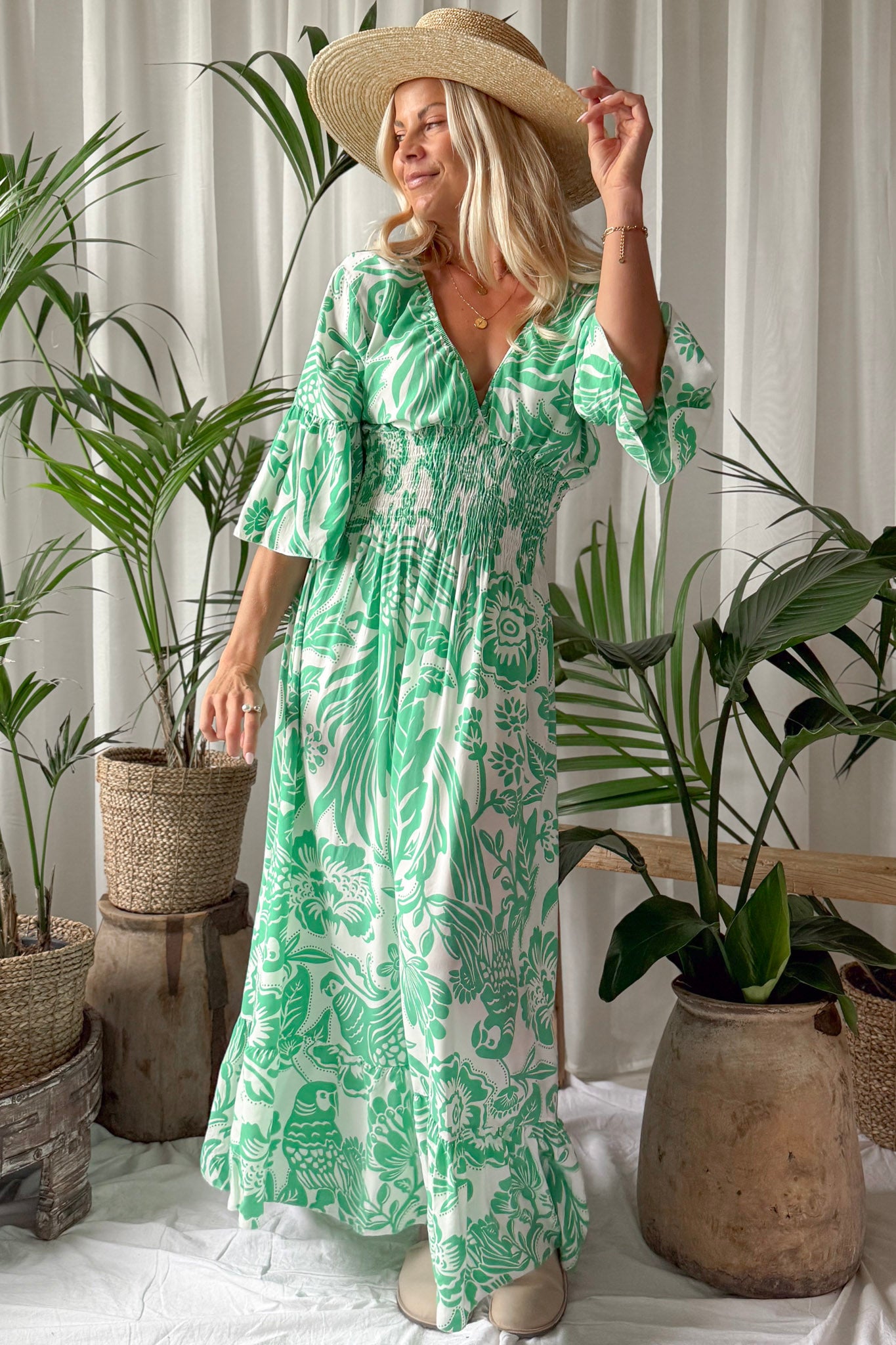 green viscose dress Satu FSC Certified Viscose Dress - Elia Olive