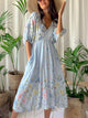 Floral Sun puuvillamekko, light blue