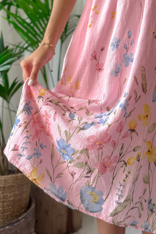 Floral Sun puuvillamekko, light pink