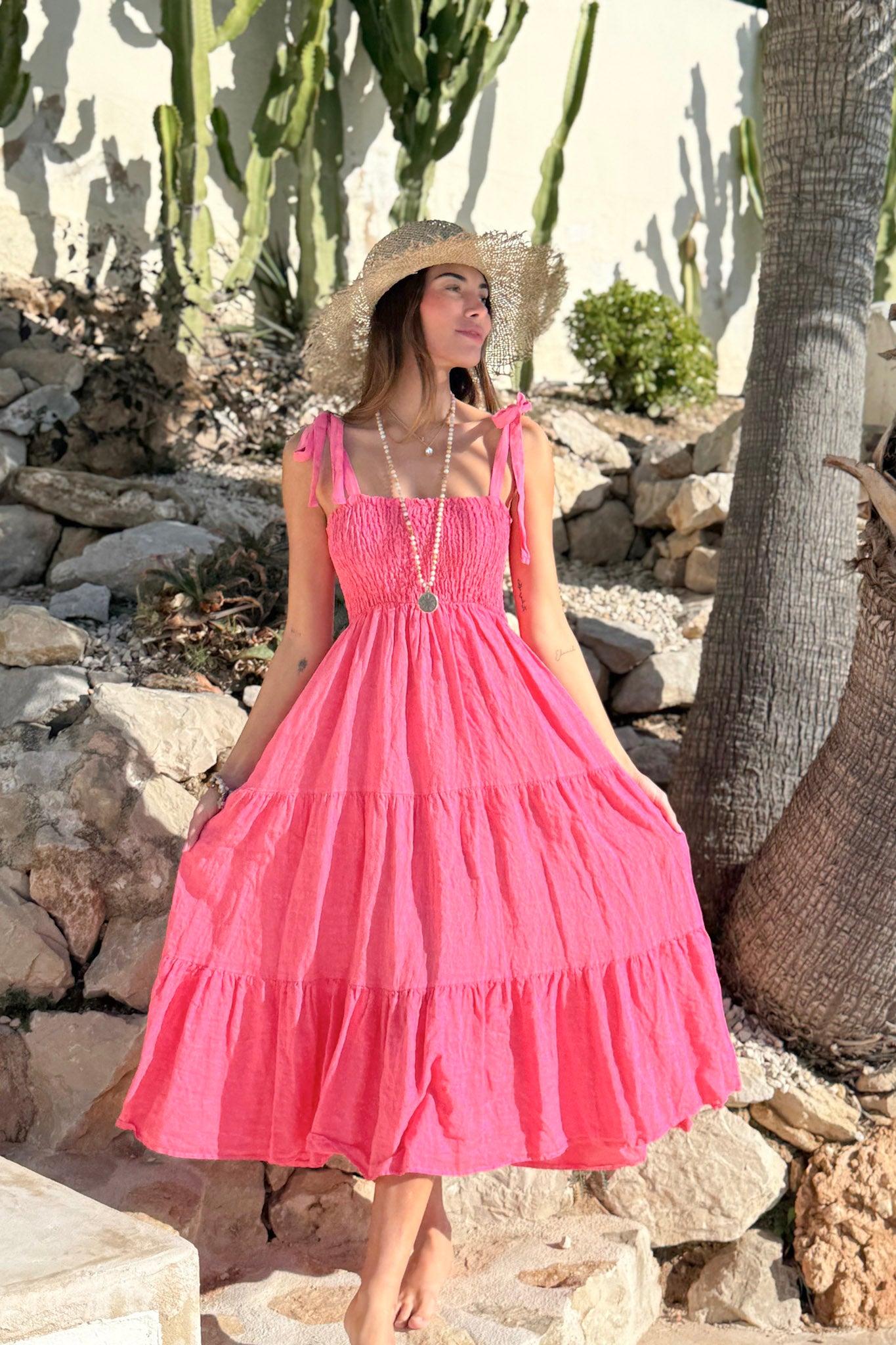 Florentino linen dress, malibu pink BYPIAS Florentino linen dress, malibu pink BYPIAS