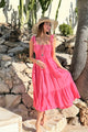 Florentino linen dress, malibu pink
