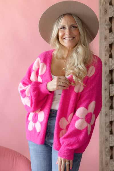Flowers cardigan, hot pink – BYPIAS
